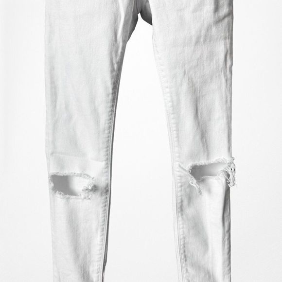 ASOS White High Waisted Distressed Ripped Knees Skinny Denim Jeans Size 24/XS - Picture 7 of 8